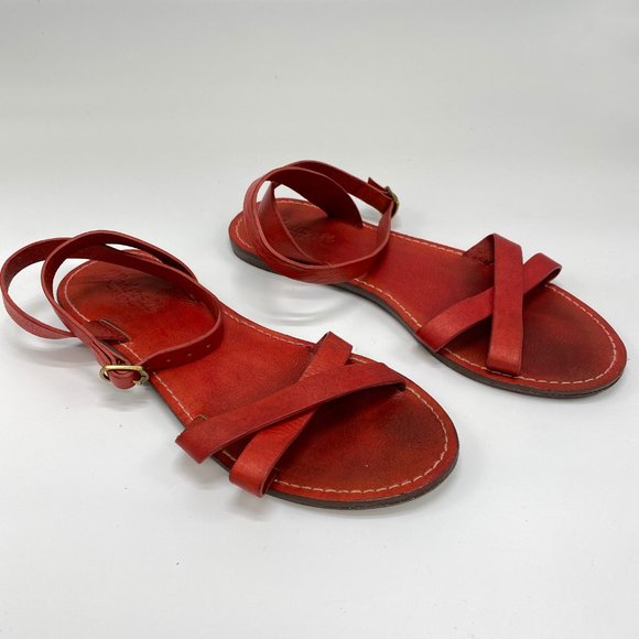 Madewell Boardwalk Red Leather Sandals - Picture 3 of 7
